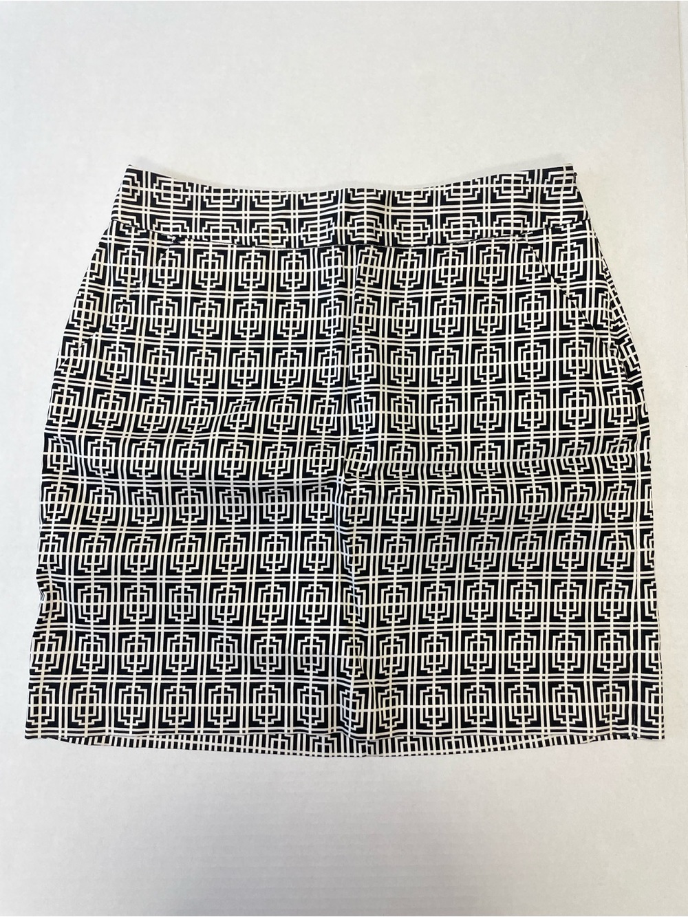 PURE Alfred Sung Women’s 12 Medium Geometric Mini Skirt Cotton Pockets Preppy